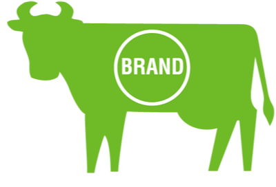 BRANDと印押された牛イラスト